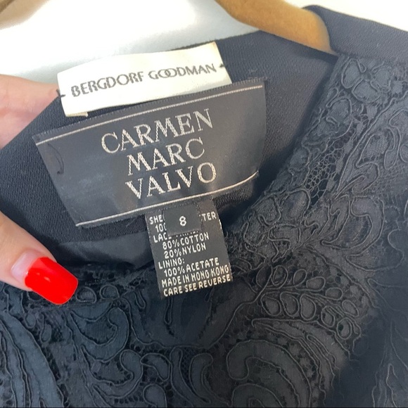 Carmen Marc Valvo Black Embroidered Mini Formal Dress Size 8 - Picture 5 of 7